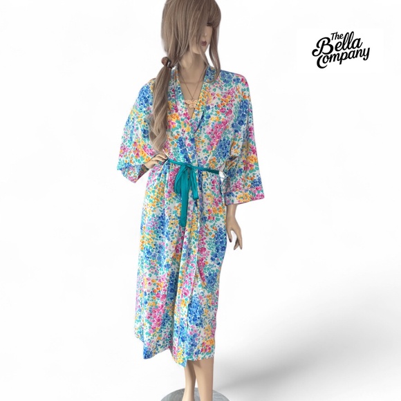 Vintage 80s Christian Dior Floral Belted Robe Cottagecore Coquettecore Aesthetic - Picture 1 of 8